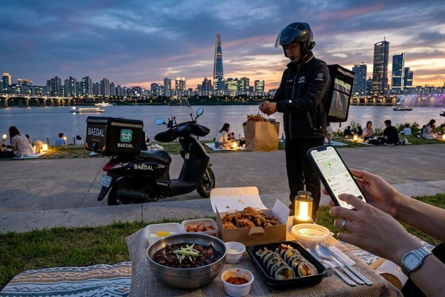 how-to-order-food-delivery-korea-han-river